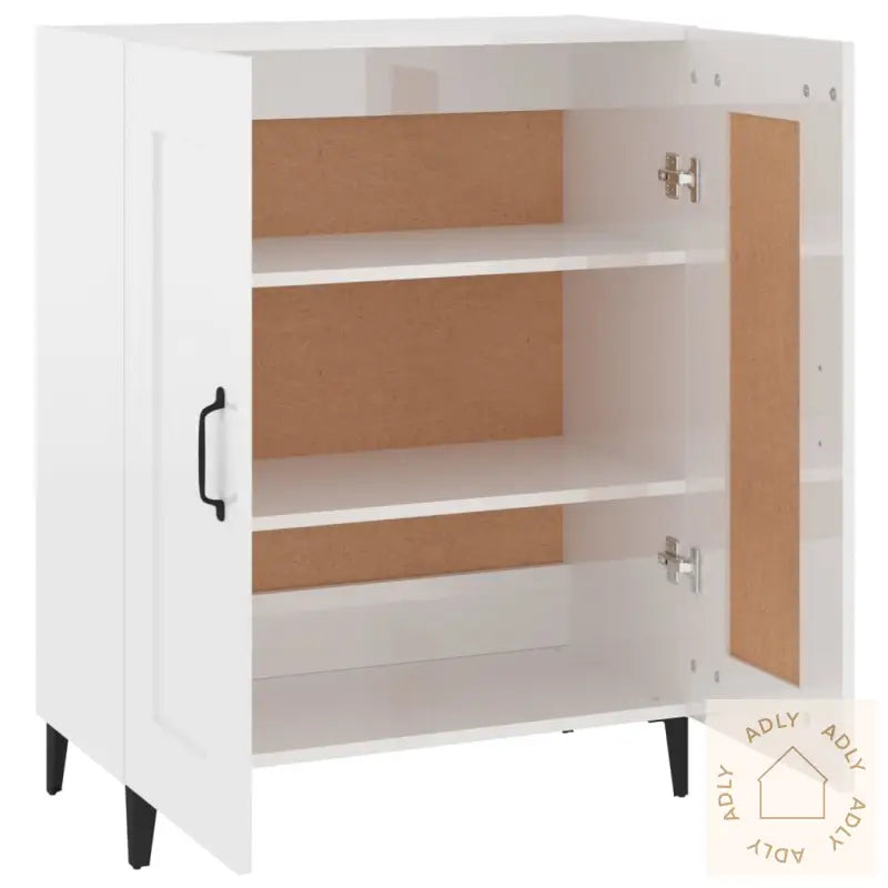 Skjenk Høyglans Hvit 69,5X34X90 Cm Konstruert Tre