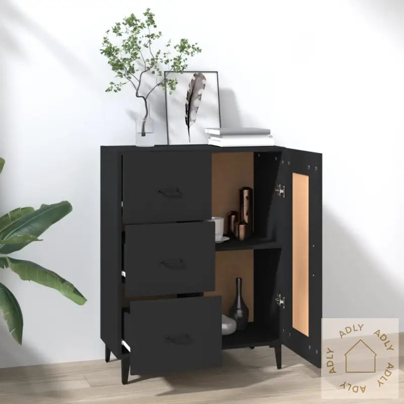 Skjenk Svart 69,5X34X90 Cm Konstruert Tre
