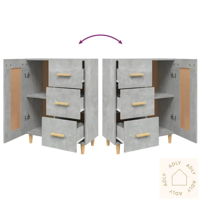 Skjenk Betonggrå 69,5X34X90 Cm Konstruert Tre