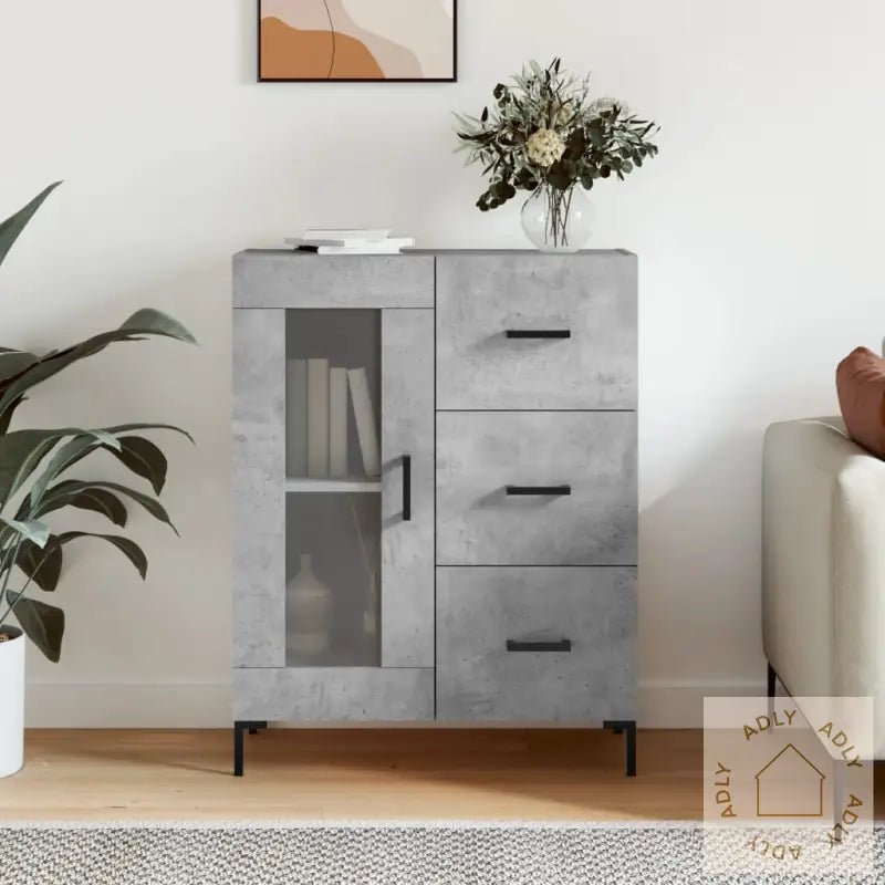 Skjenk Betonggrå 69,5X34X90 Cm Konstruert Tre