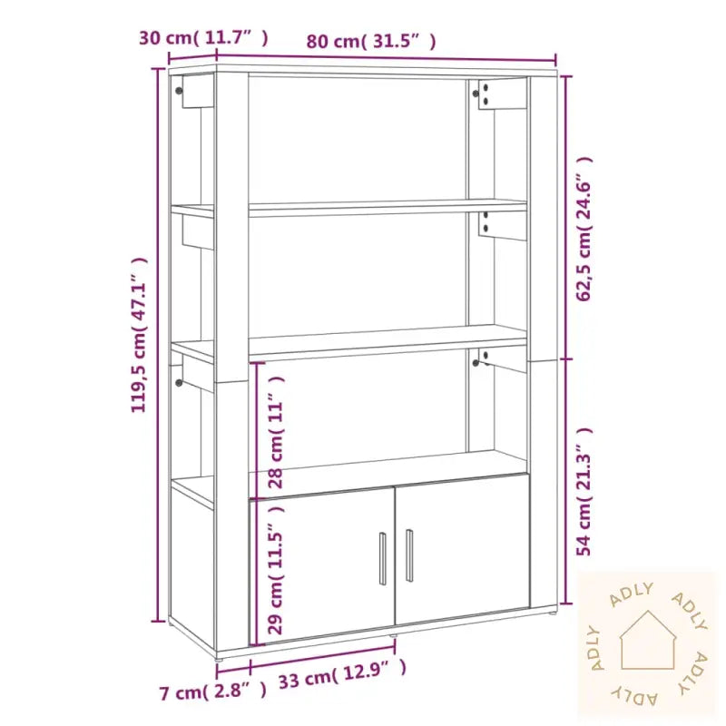 Skjenk Røkt Eik 80X30X119,5 Cm Konstruert Tre