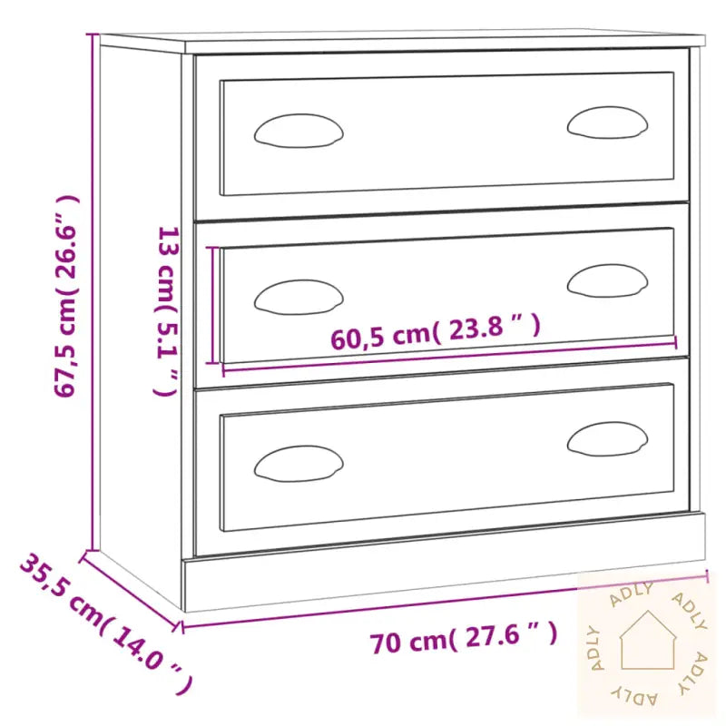 Skjenk Grå Sonoma 70X35,5X67,5 Cm Konstruert Tre