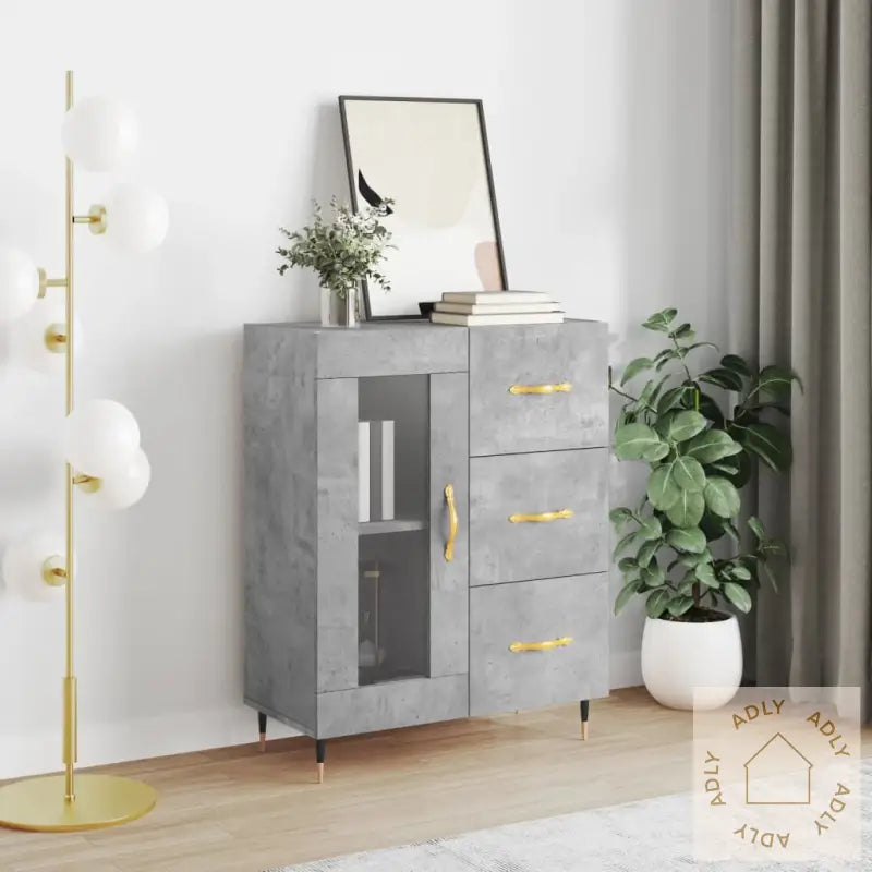 Skjenk Betonggrå 69,5X34X90 Cm Konstruert Tre