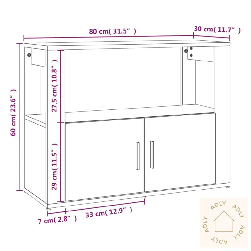 Skjenk Grå Sonoma 80X30X60 Cm Konstruert Tre