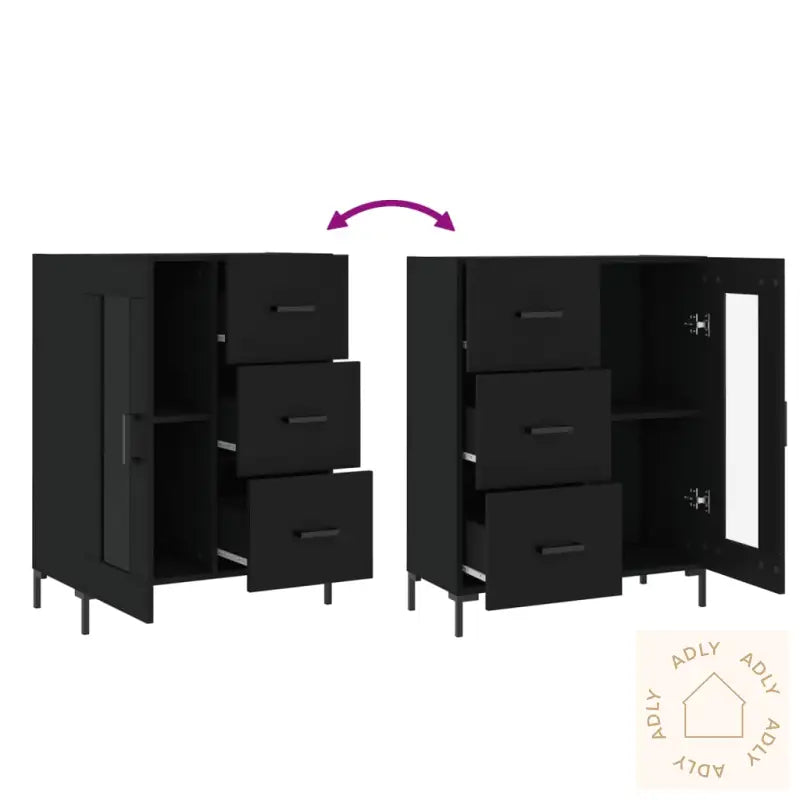 Skjenk Svart 69,5X34X90 Cm Konstruert Tre