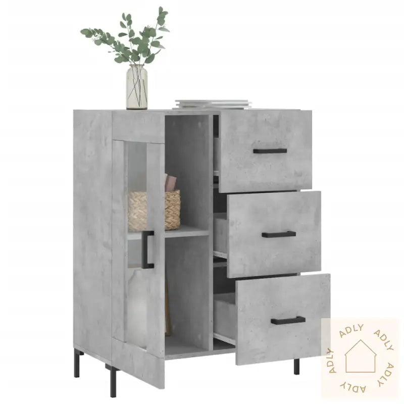 Skjenk Betonggrå 69,5X34X90 Cm Konstruert Tre