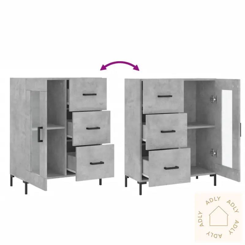 Skjenk Betonggrå 69,5X34X90 Cm Konstruert Tre