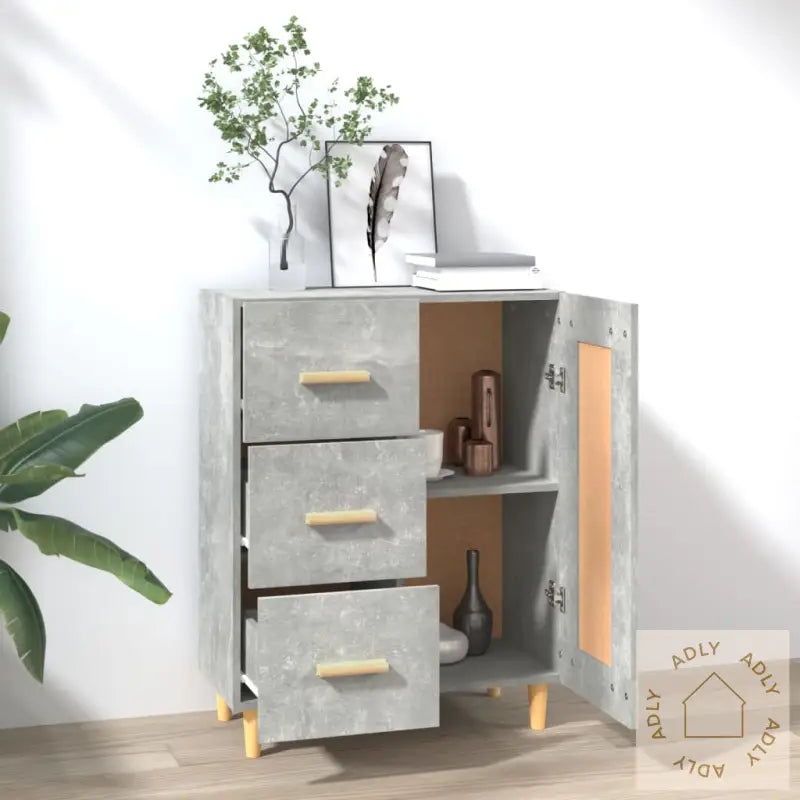 Skjenk Betonggrå 69,5X34X90 Cm Konstruert Tre