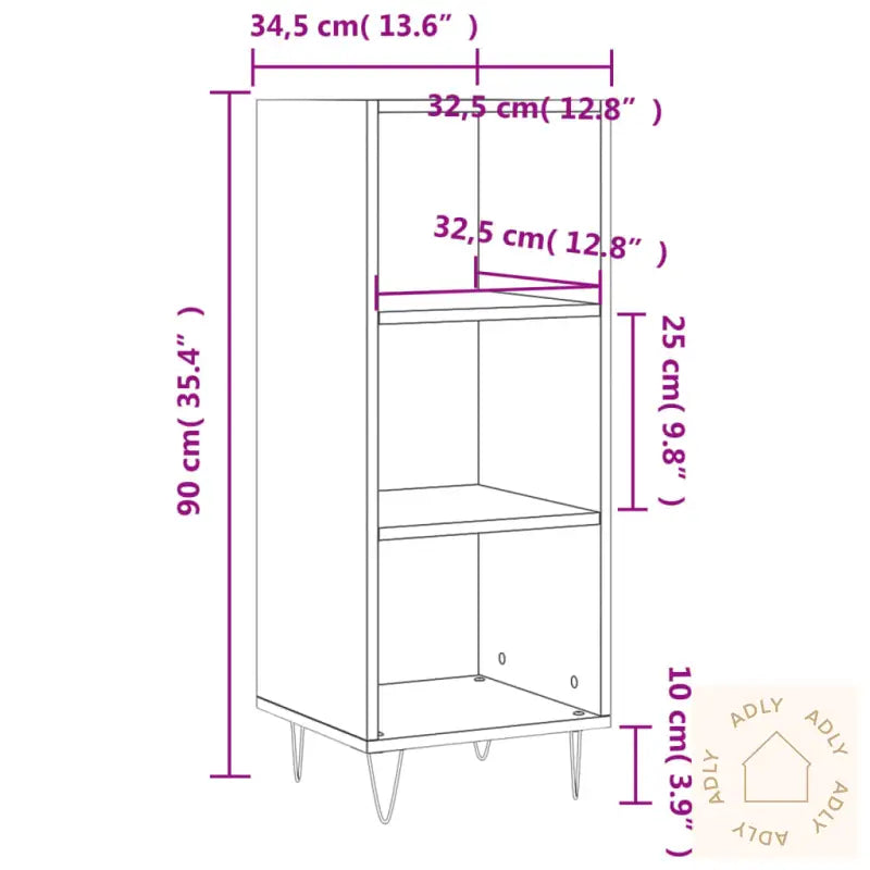 Skjenk Sonoma Eik 34,5X32,5X90 Cm Konstruert Tre