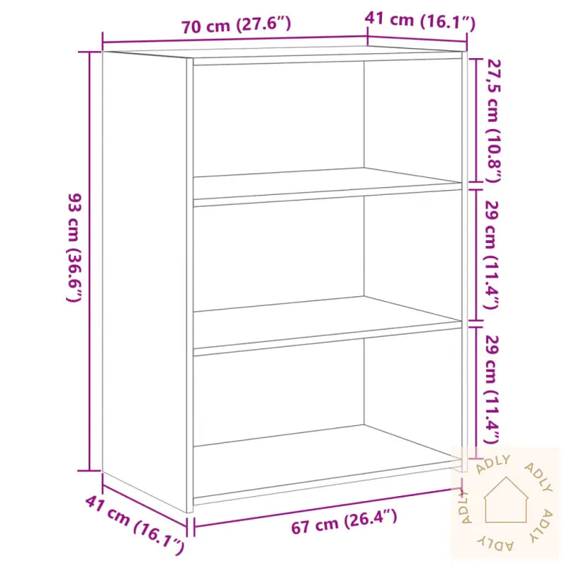 Skjenk Sonoma Eik 70X41X93 Cm Konstruert Tre