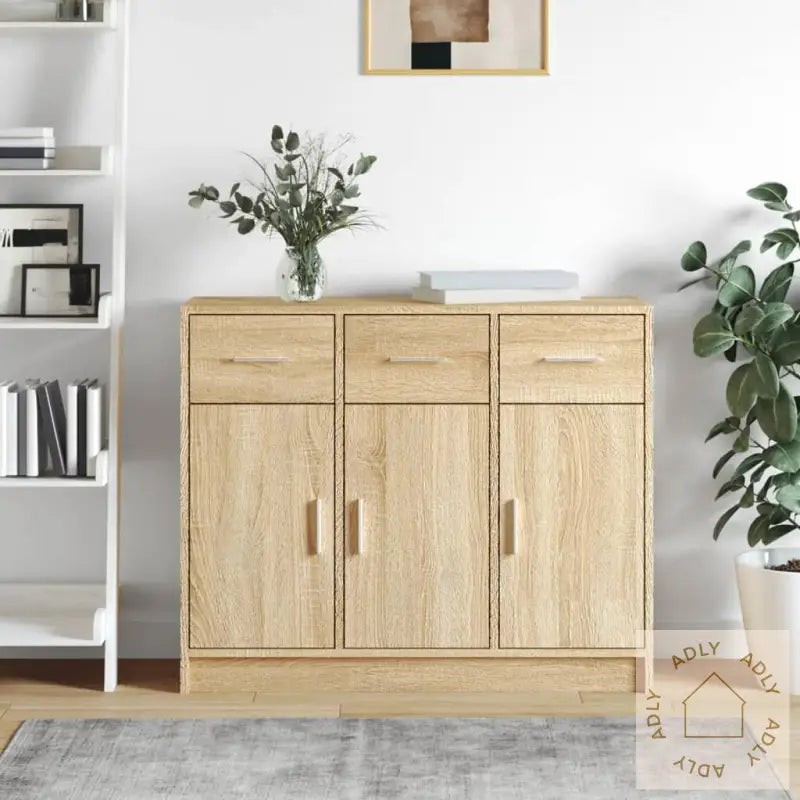 Skjenk Sonoma Eik 91X28X75 Cm Konstruert Tre