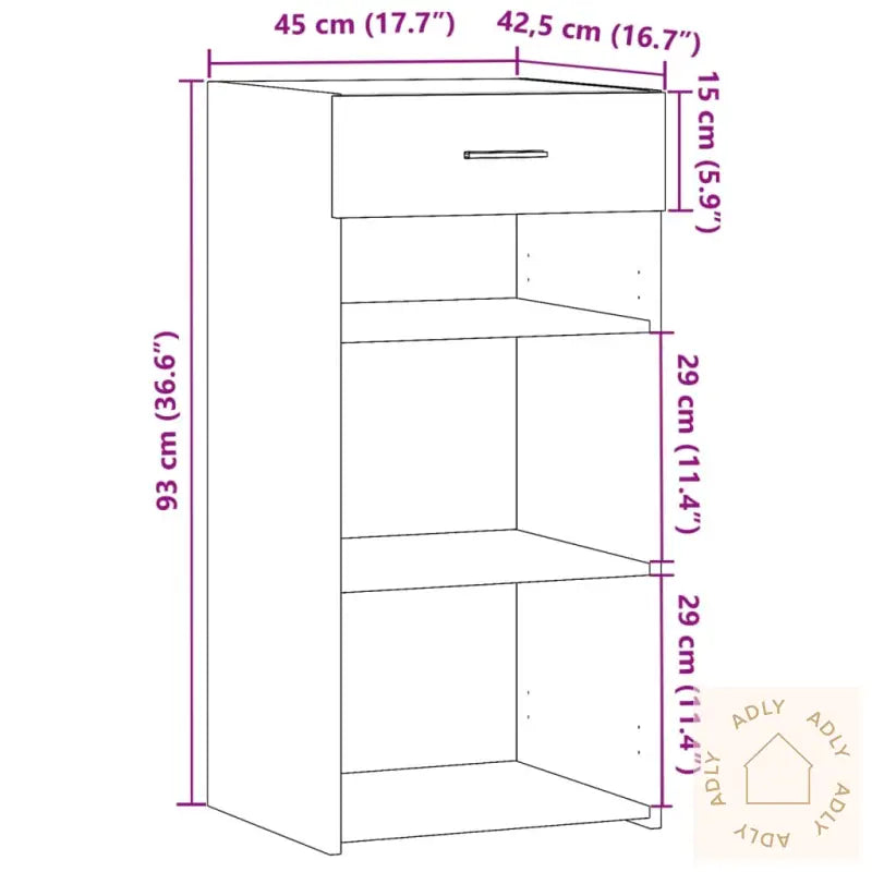 Skjenk Sonoma Eik 45X42,5X93 Cm Konstruert Tre