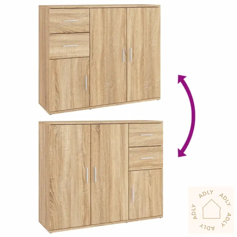 Skjenk Sonoma Eik 91X29,5X75 Cm Konstruert Tre