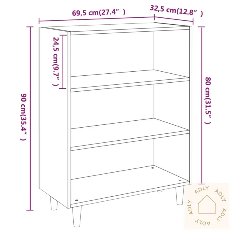 Skjenk Sonoma Eik 69,5X32,5X90 Cm Konstruert Tre