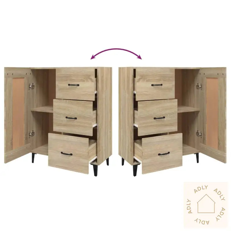 Skjenk Sonoma Eik 69,5X34X90 Cm Konstruert Tre