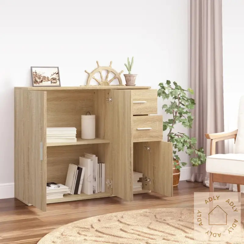 Skjenk Sonoma Eik 91X29,5X75 Cm Konstruert Tre