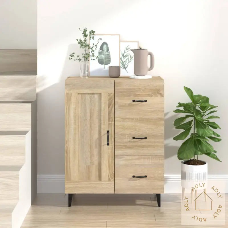 Skjenk Sonoma Eik 69,5X34X90 Cm Konstruert Tre