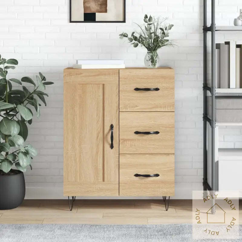 Skjenk Sonoma Eik 69,5X34X90 Cm Konstruert Tre