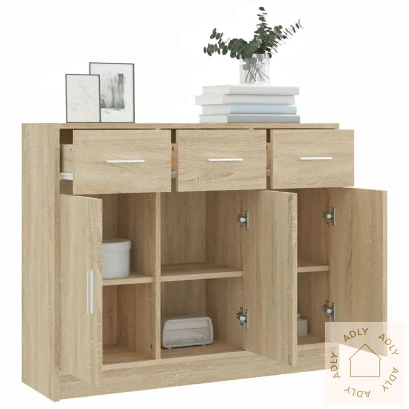 Skjenk Sonoma Eik 91X28X75 Cm Konstruert Tre