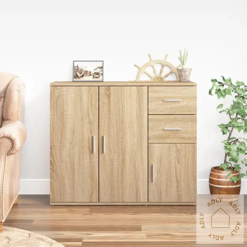 Skjenk Sonoma Eik 91X29,5X75 Cm Konstruert Tre