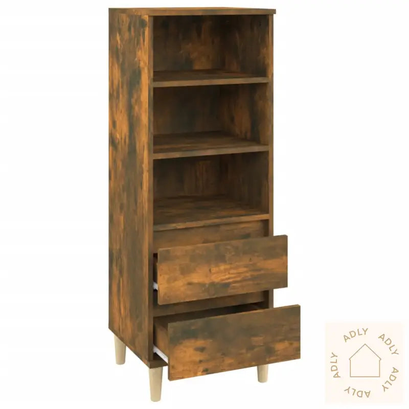 Highboard Røkt Eik 40X36X110 Cm Konstruert Tre
