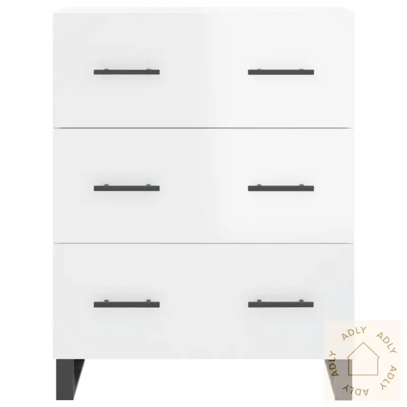 Skjenk Høyglans Hvit 69,5X34X90 Cm Konstruert Tre