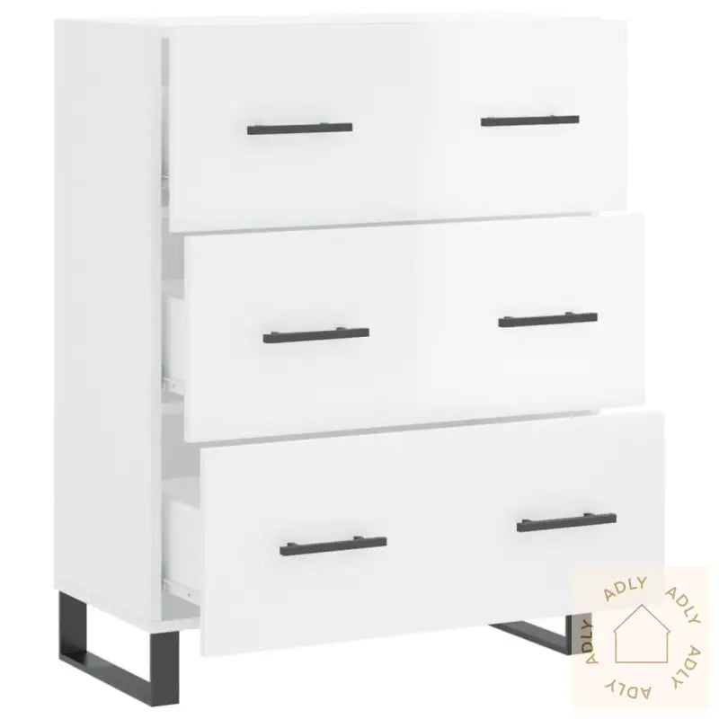 Skjenk Høyglans Hvit 69,5X34X90 Cm Konstruert Tre