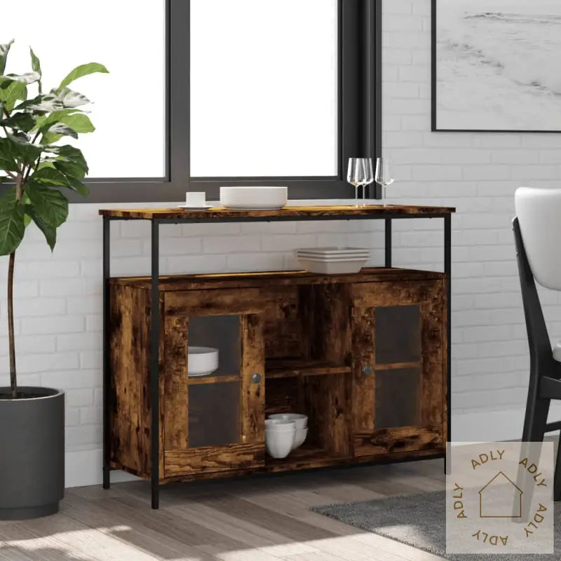 Skjenk Røkt Eik 100X35X80 Cm Konstruert Tre
