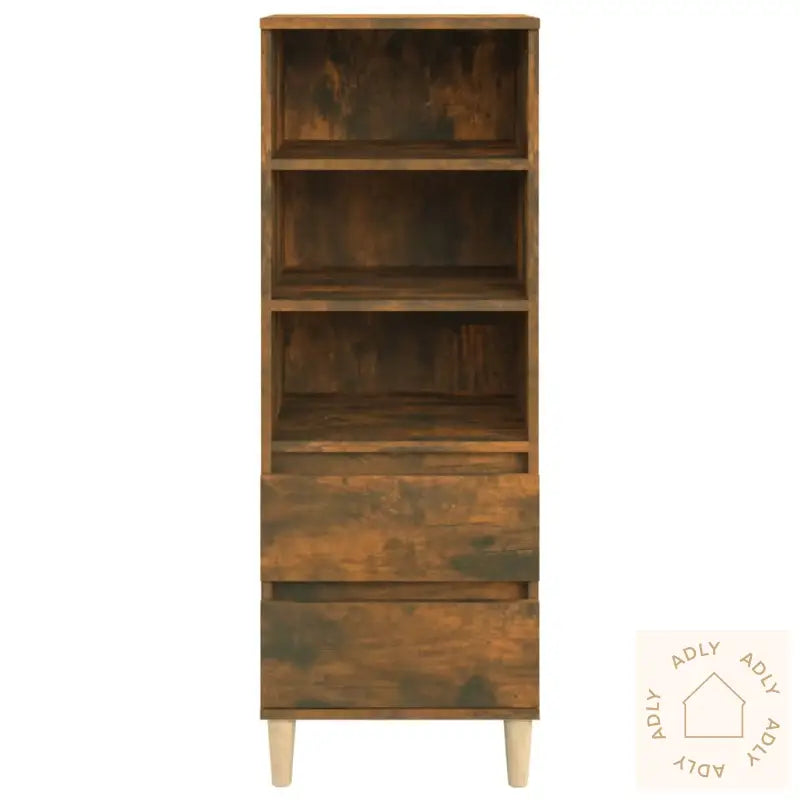 Highboard Røkt Eik 40X36X110 Cm Konstruert Tre