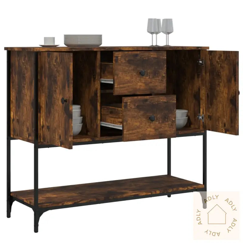 Skjenk Røkt Eik 100X36X85 Cm Konstruert Tre