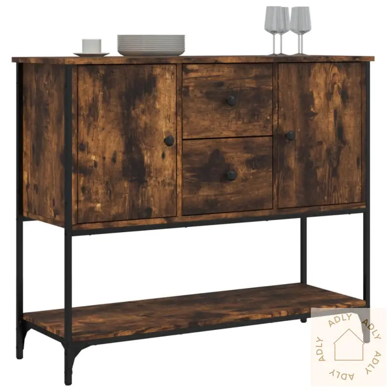 Skjenk Røkt Eik 100X36X85 Cm Konstruert Tre