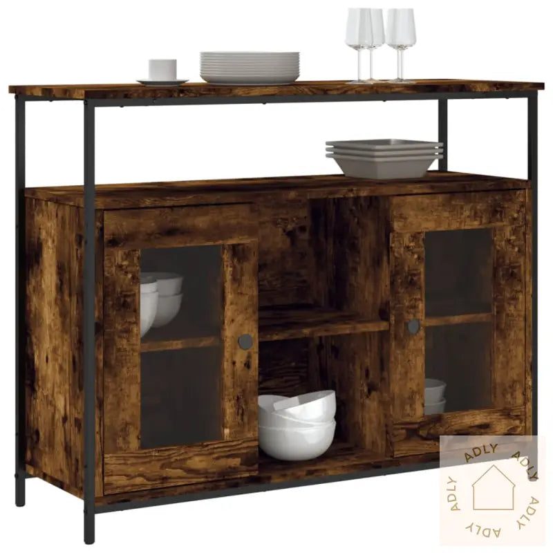 Skjenk Røkt Eik 100X35X80 Cm Konstruert Tre