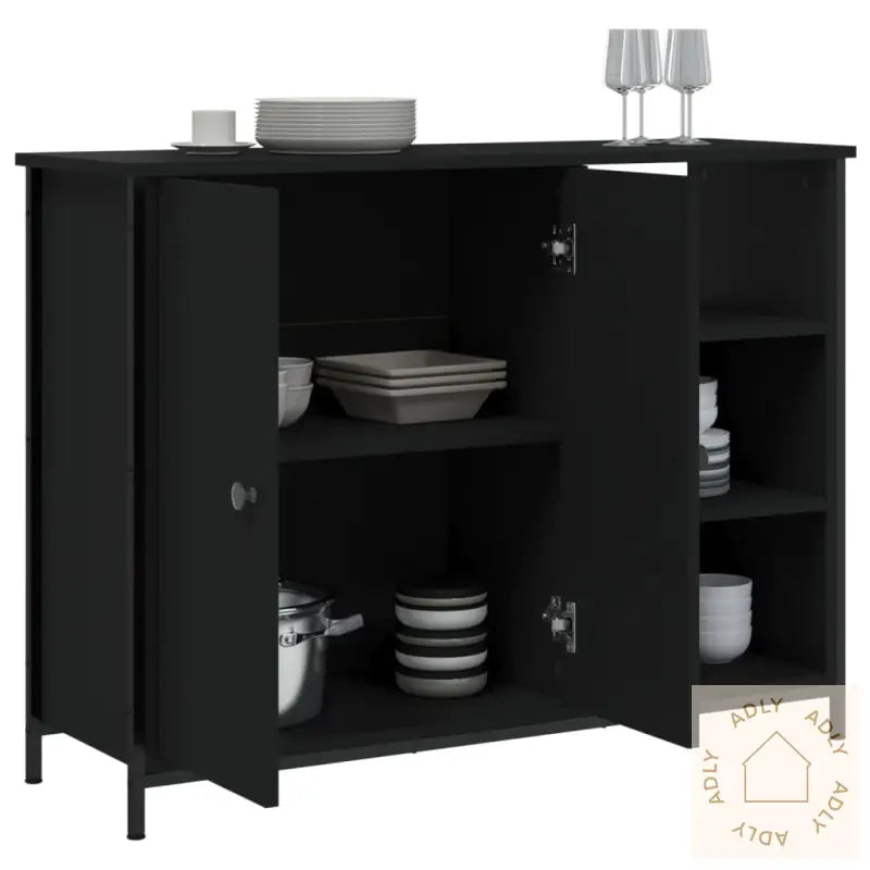 Skjenk Svart 100X33X75 Cm Konstruert Tre