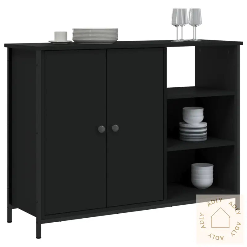 Skjenk Svart 100X33X75 Cm Konstruert Tre