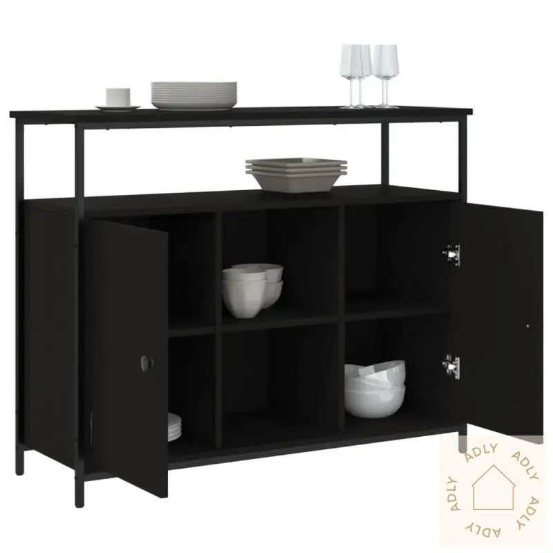 Skjenk Svart 100X35X80 Cm Konstruert Tre