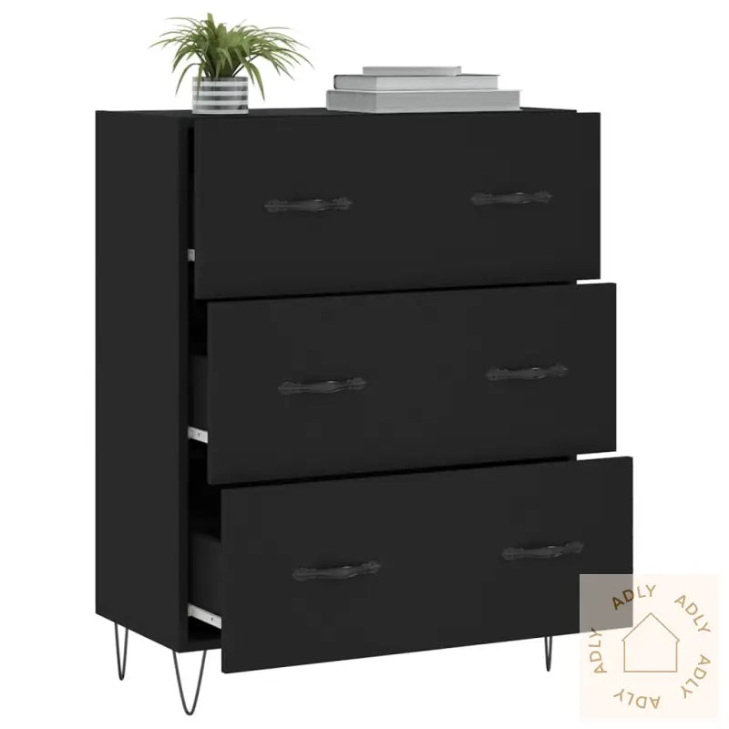 Skjenk Svart 69,5X34X90 Cm Konstruert Tre