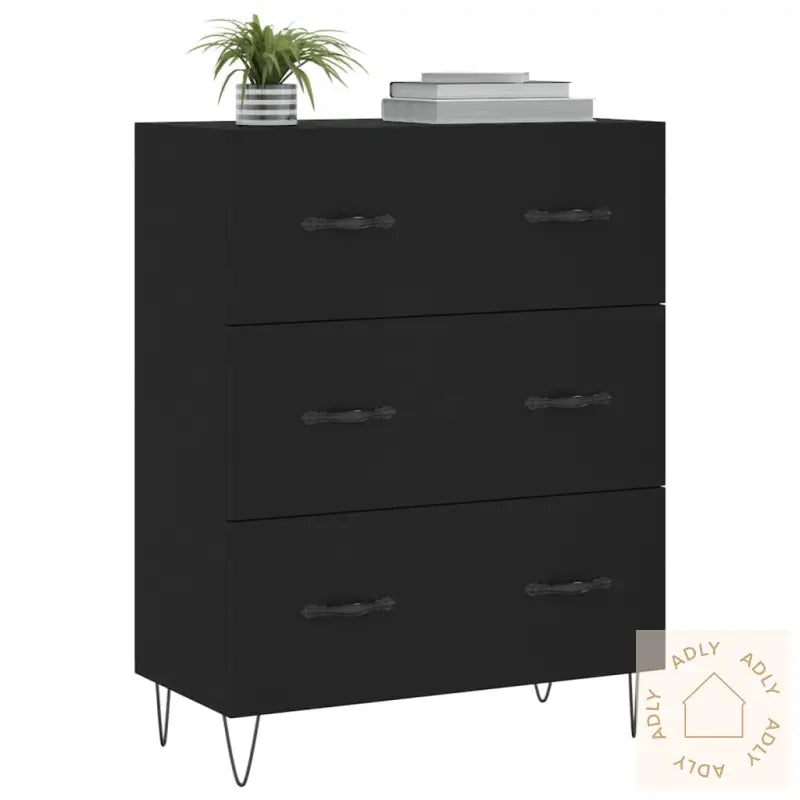 Skjenk Svart 69,5X34X90 Cm Konstruert Tre