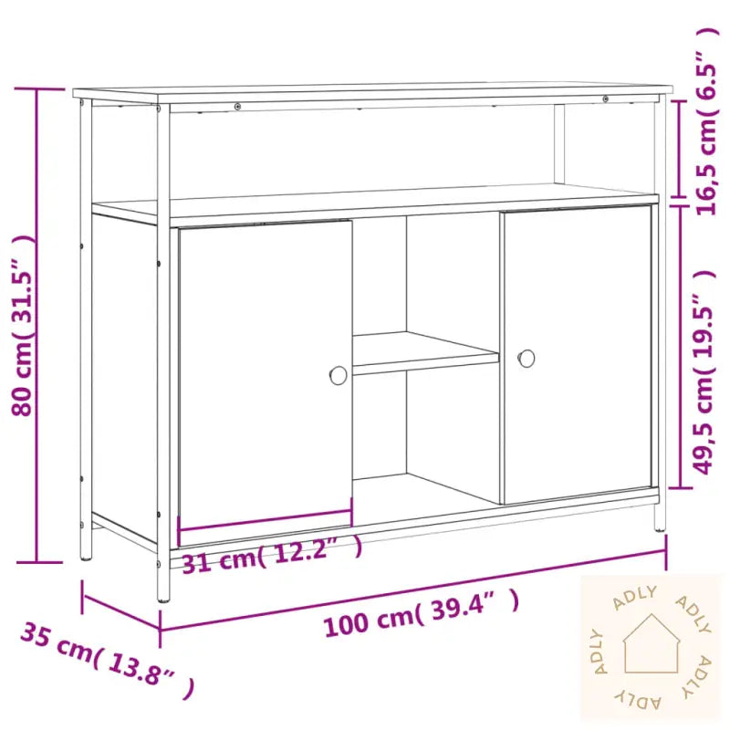 Skjenk Svart 100X35X80 Cm Konstruert Tre