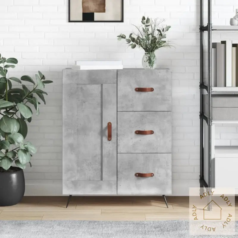 Skjenk Betonggrå 69,5X34X90 Cm Konstruert Tre