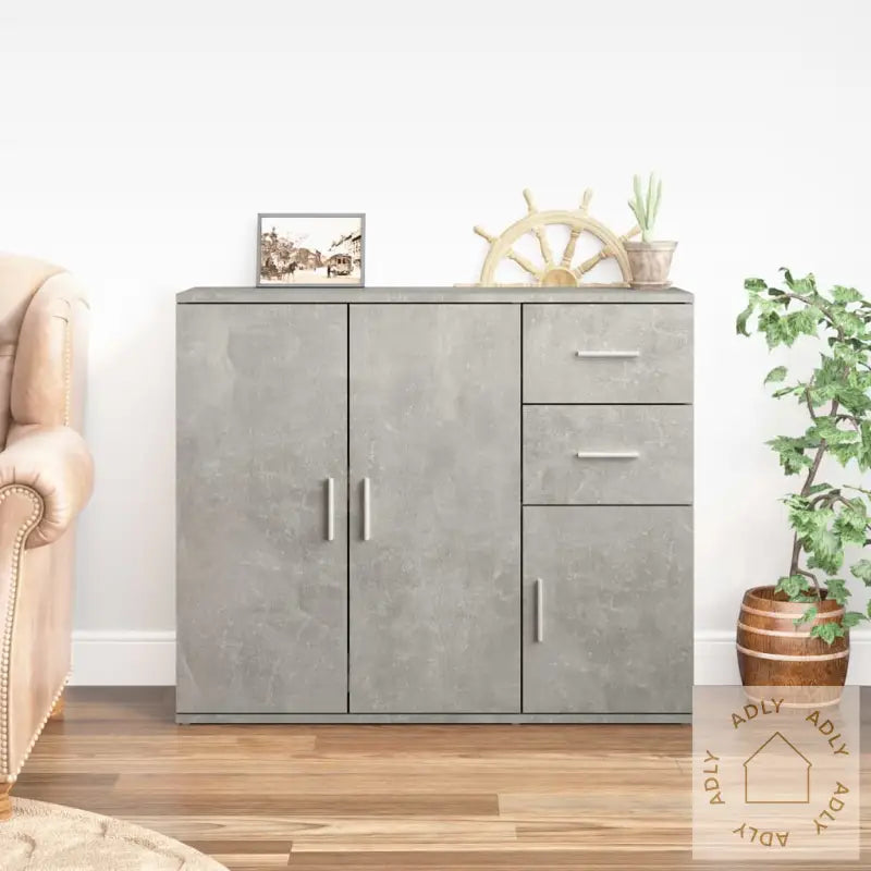 Skjenk Betonggrå 91X29,5X75 Cm Konstruert Tre