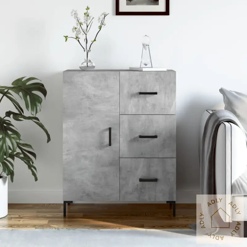Skjenk Betonggrå 69,5X34X90 Cm Konstruert Tre