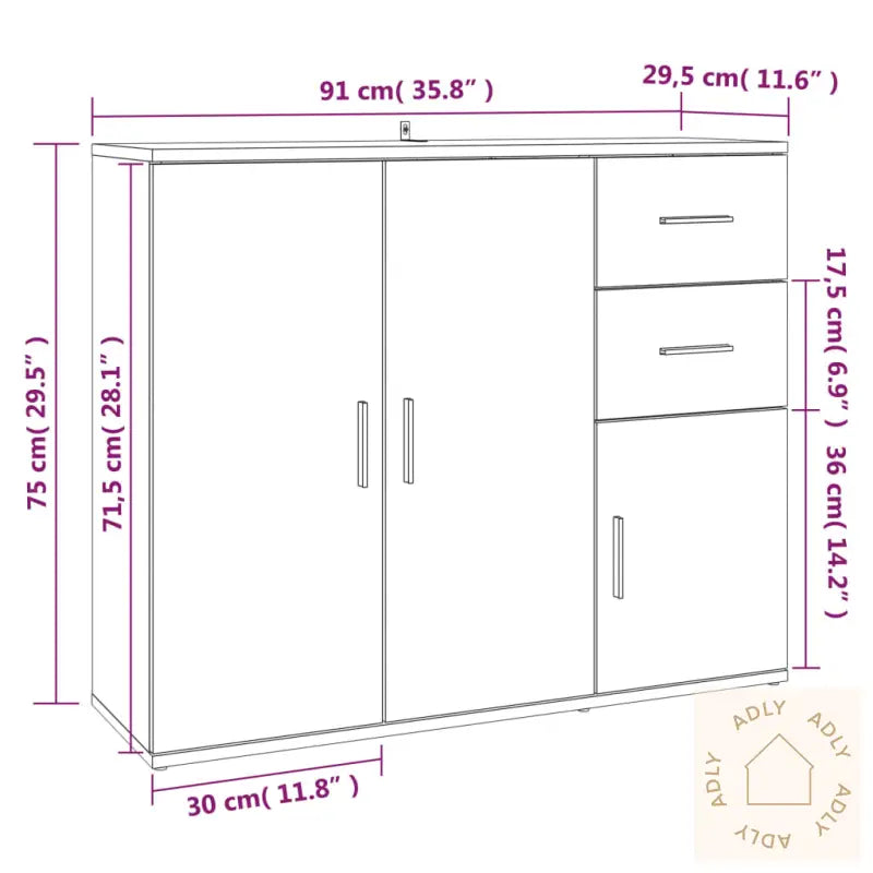 Skjenk Røkt Eik 91X29,5X75 Cm Konstruert Tre