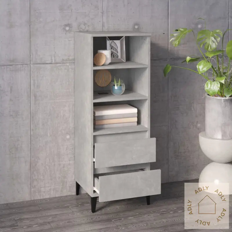 Highboard Betonggrå 40X36X110 Cm Konstruert Tre