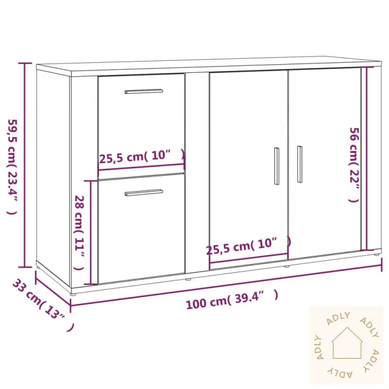 Skjenk Hvit 100X33X59,5 Cm Konstruert Tre
