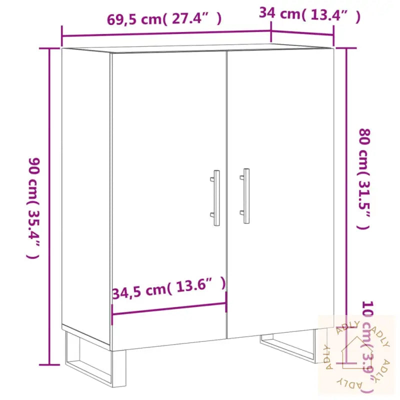 Skjenk Betonggrå 69,5X34X90 Cm Konstruert Tre