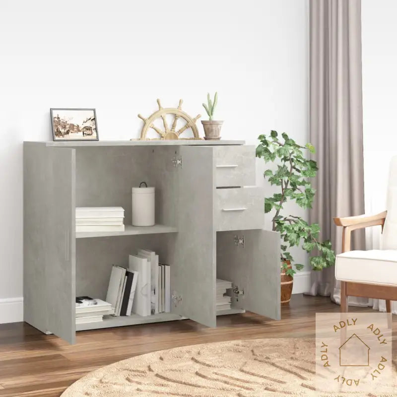 Skjenk Betonggrå 91X29,5X75 Cm Konstruert Tre