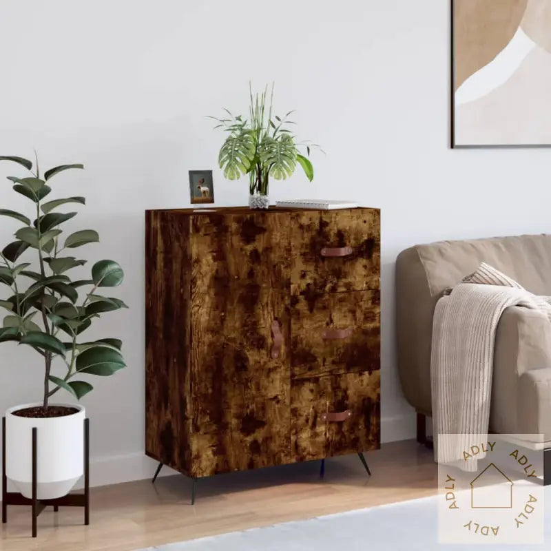 Skjenk Røkt Eik 69,5X34X90 Cm Konstruert Tre