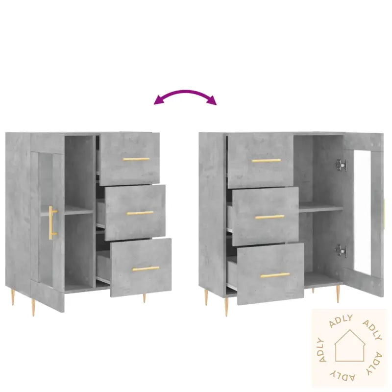 Skjenk Betonggrå 69,5X34X90 Cm Konstruert Tre