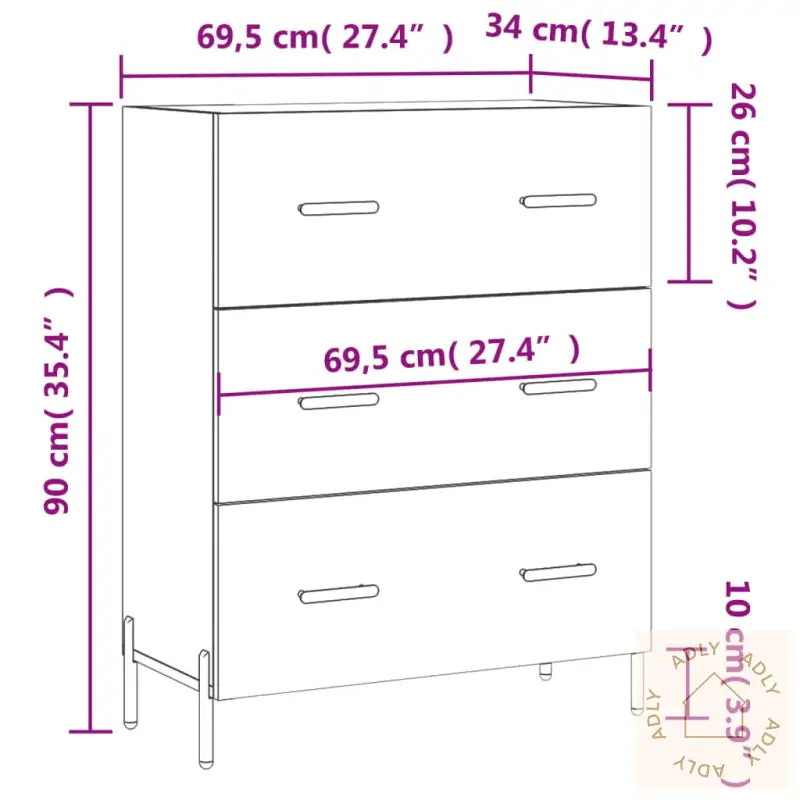 Skjenk Betonggrå 69,5X34X90 Cm Konstruert Tre
