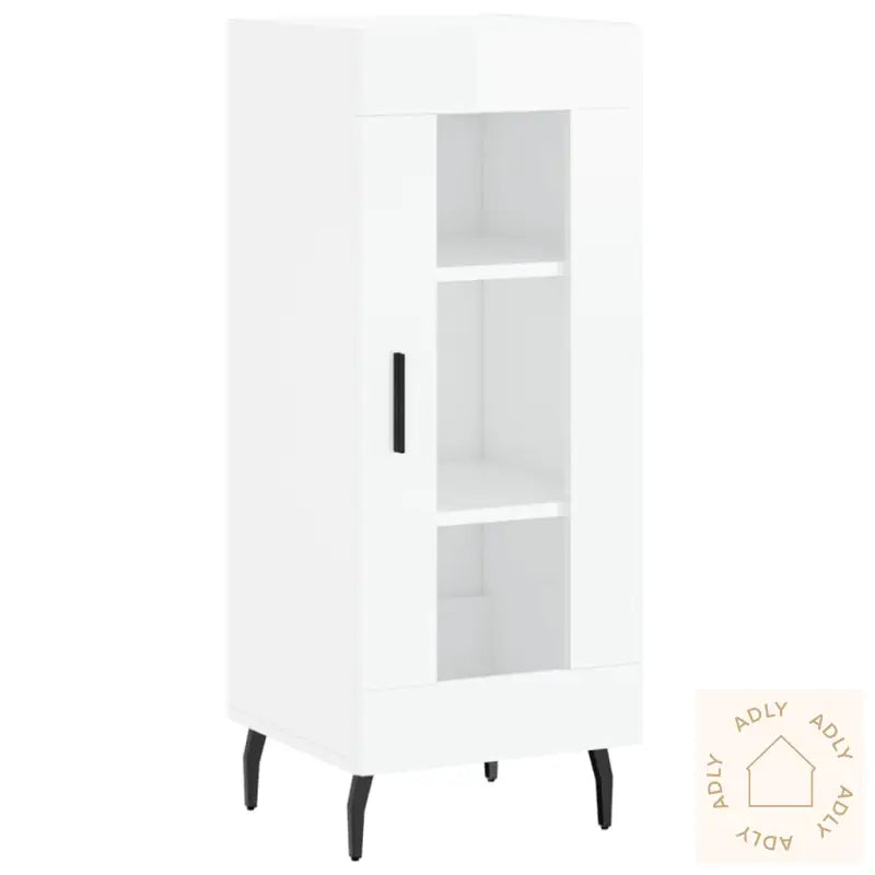 Skjenk Høyglans Hvit 34,5X34X90 Cm Konstruert Tre